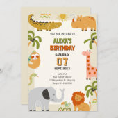 Oerwoud Animals Zoo jarig Kaart (Voorkant / Achterkant)