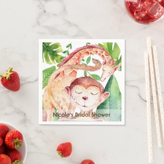 Oerwoud apen en Giraffe Baby shower Partij Aangepa Servetten (Insitu)