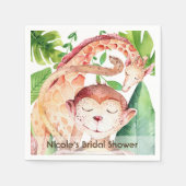 Oerwoud apen en Giraffe Baby shower Partij Aangepa Servetten (Voorkant)