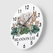 Oerwoud Babies Safari African Elephant Personalize Grote Klok (Hoek)