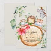 Oerwoud Baby Animals Shower Greenery Safari Kaart (Voorkant / Achterkant)