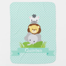 Oerwoud Baby banket blauw op maat gemaakt met naam