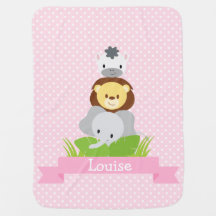 Oerwoud Baby banket roze, op maat gemaakt met naam