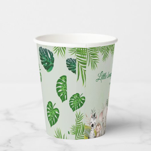 oerwoud baby boy shower wild tropical Invitation Papieren Bekers (Rechts)