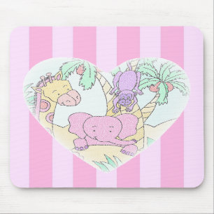Oerwoud Baby Harde 2 mousepad - met roze strepen Muismat