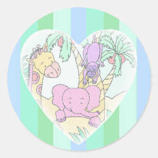 Oerwoud Baby Hart Zegeningen- jongen Groot Ronde Sticker