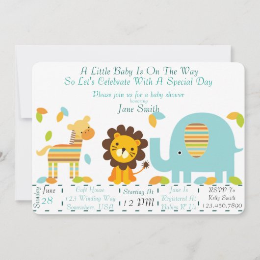 Oerwoud Baby shower (Boy) Kaart (Voorkant)