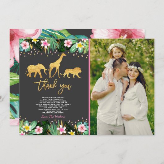 Oerwoud Baby shower Hartelijk dank Oerwoud! Bedankkaart (Voorkant / Achterkant)