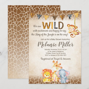Oerwoud Baby shower Invitation, Boy Elephant Baby Kaart