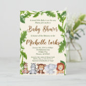 Oerwoud Baby shower Uitnodiging Safari Uitnodiging (Staand voorkant)