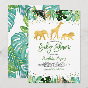 Oerwoud Baby shower Uitnodiging Tropisch Baby show