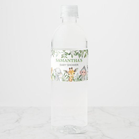 Oerwoud Baby shower Waterfles Etiket (Voorkant)