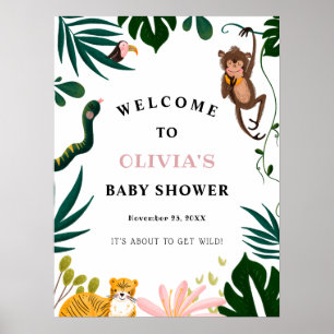 Oerwoud Baby shower Welkomstteken Poster
