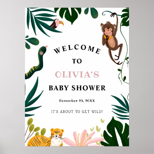 Oerwoud Baby shower Welkomstteken Poster (Voorkant)