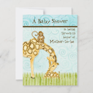 Oerwoud Baby's, Giraffe Baby shower Uitnodiging
