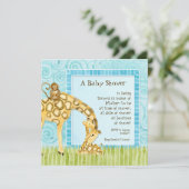 Oerwoud Baby's, Giraffe Baby shower Uitnodiging (Staand voorkant)