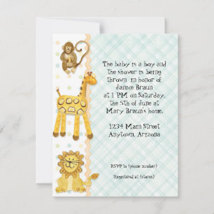 Oerwoud baby's, jongen Baby shower uitnodiging 4-