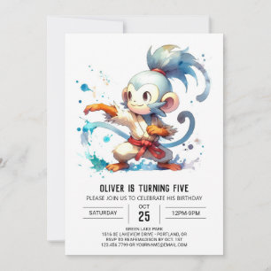 Oerwoud Bewerkbare Monkey Birthday Kaart