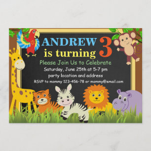 Oerwoud Birthday Invitation Safari Birthday Invite Kaart