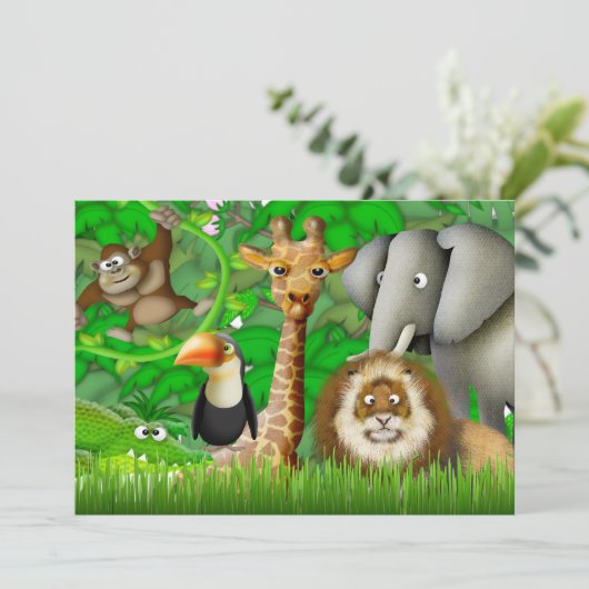 Oerwoud Birthday Uitnodiging (Staand voorkant)