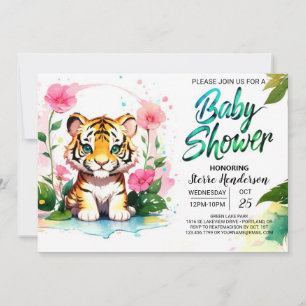 Oerwoud bloesems tijger Baby shower Kaart