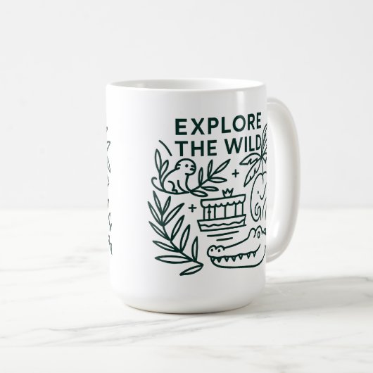 Oerwoud boottocht, themapark, minimalistisch ontwe koffiemok (Voorkant rechts)