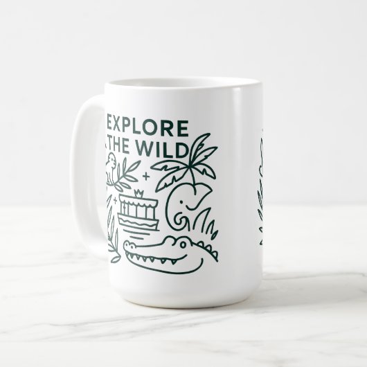 Oerwoud boottocht, themapark, minimalistisch ontwe koffiemok (Voorkant links)