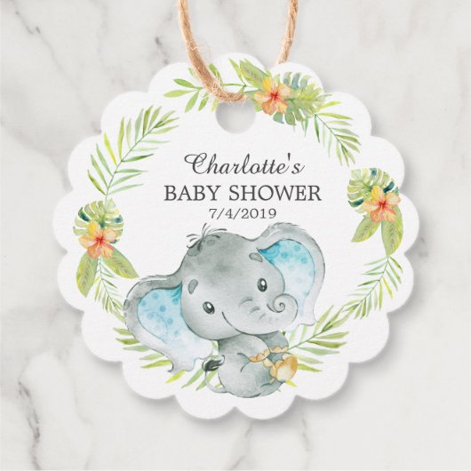 Oerwoud Boy Elephant Baby shower Favor Gift Label (Achterkant)