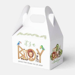 Oerwoud Boy Schattige Safari Animals Wood Baby sho Bedankdoosjes