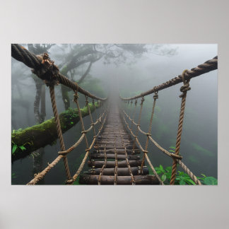 Oerwoud Bridge over een Crevasse Poster