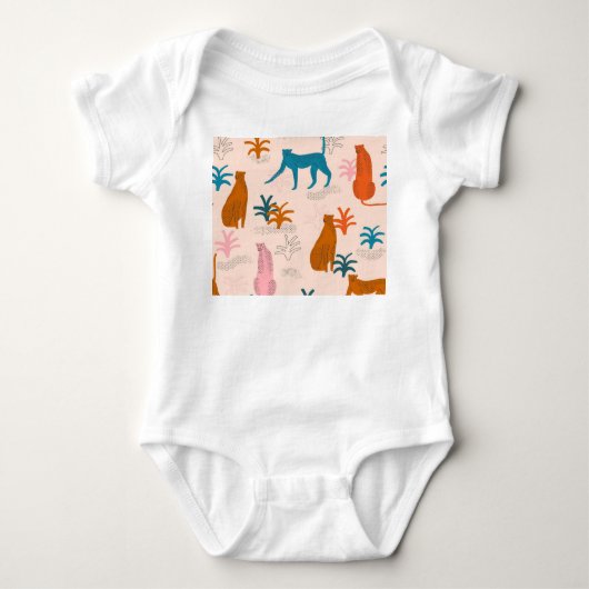 Oerwoud Cheetah: Funky Tropical Pattern. Romper (Voorkant)