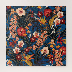 Oerwoud Chic: donkerblauw exotisch. Legpuzzel