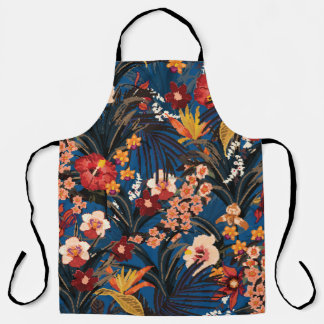 Oerwoud Chic: donkerblauw exotisch. Schort