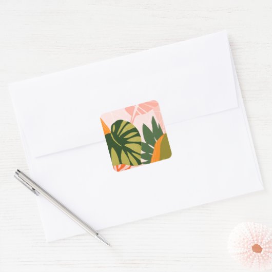 Oerwoud Collage I Vierkante Sticker (Envelop)