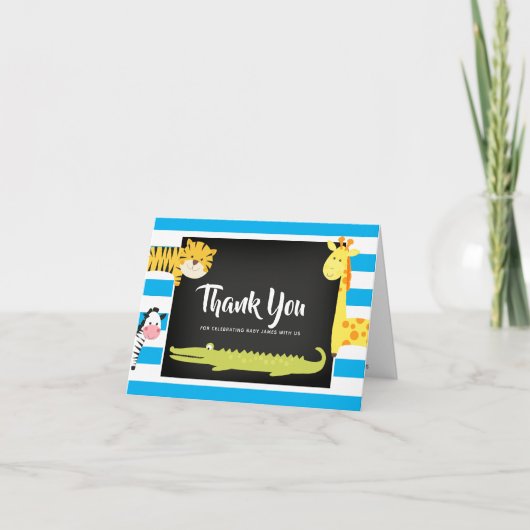 Oerwoud Dier Krijtbord Baby shower Dank u Kaart (Voorkant)