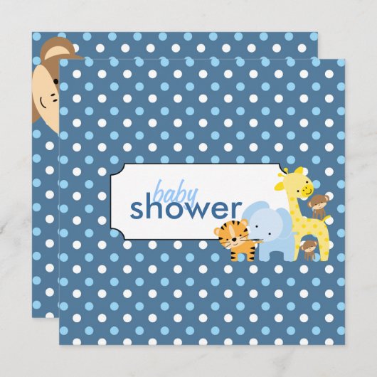 Oerwoud Dieren Baby Boy Shower Invitations Kaart (Voorkant / Achterkant)