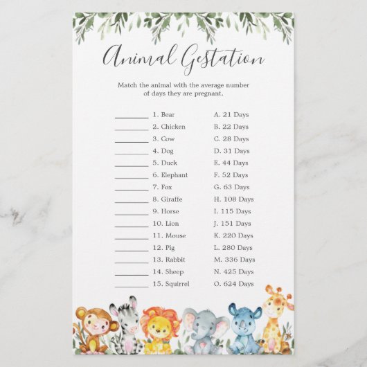 Oerwoud Dieren Baby shower (Voorkant)