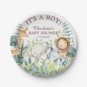 Oerwoud Dieren Baby shower 7" Bord