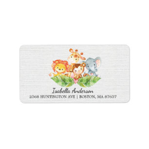 Oerwoud Dieren Baby shower Adres Label