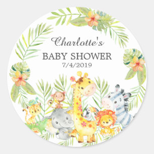 Oerwoud Dieren Baby shower Dank je wel voor Ronde Sticker