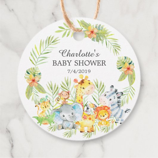 Oerwoud Dieren Baby shower Favor Cadeft Label (Achterkant)