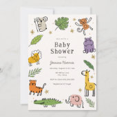Oerwoud Dieren Baby shower Kaart (Voorkant)
