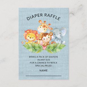 Oerwoud Dieren Baby shower Luier Raffle Ticket Kaart