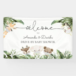 Oerwoud Dieren Baby shower rijden door Welkom Spandoek