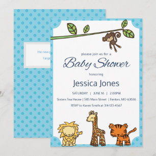 Oerwoud Dieren Baby shower Uitnodigen Kaart