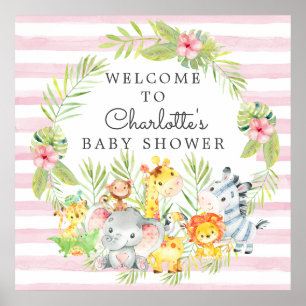 Oerwoud Dieren Baby shower Welkom Poster