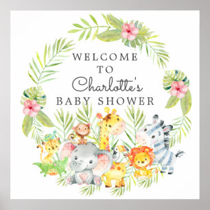Oerwoud Dieren Baby shower Welkom Poster