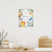 Oerwoud Dieren Baby shower Welkomstteken Poster (Keuken)
