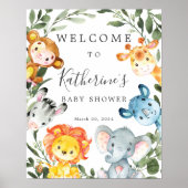 Oerwoud Dieren Baby shower Welkomstteken Poster (Voorkant)