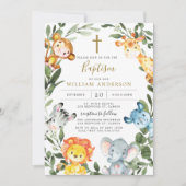 Oerwoud dieren Baptism/Christening uitnodiging (Voorkant)